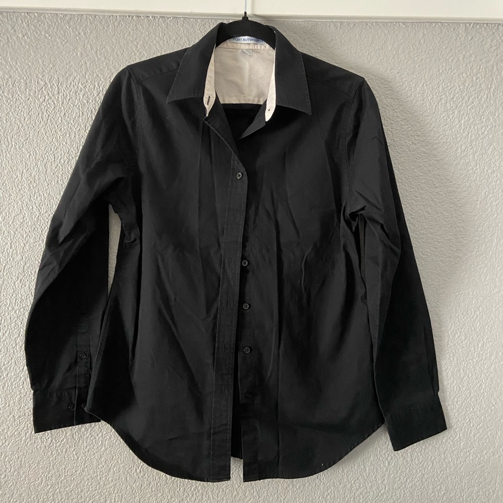 Port Authority black button down shirt